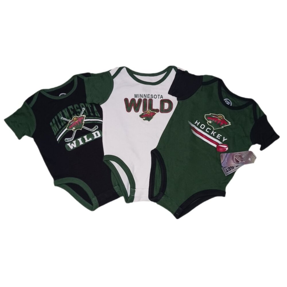 Minnesota Wild Infant 12 Months Bodysuits 3 Piece Set Baby Boys Snap Creeper